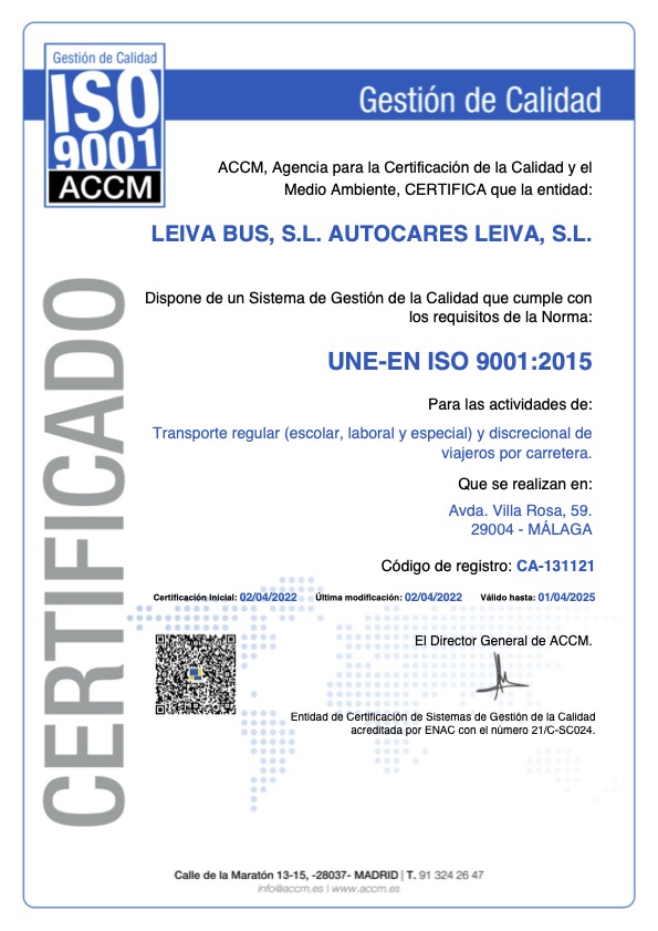 certificación leiva iso