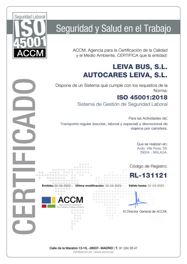 certificación leiva iso